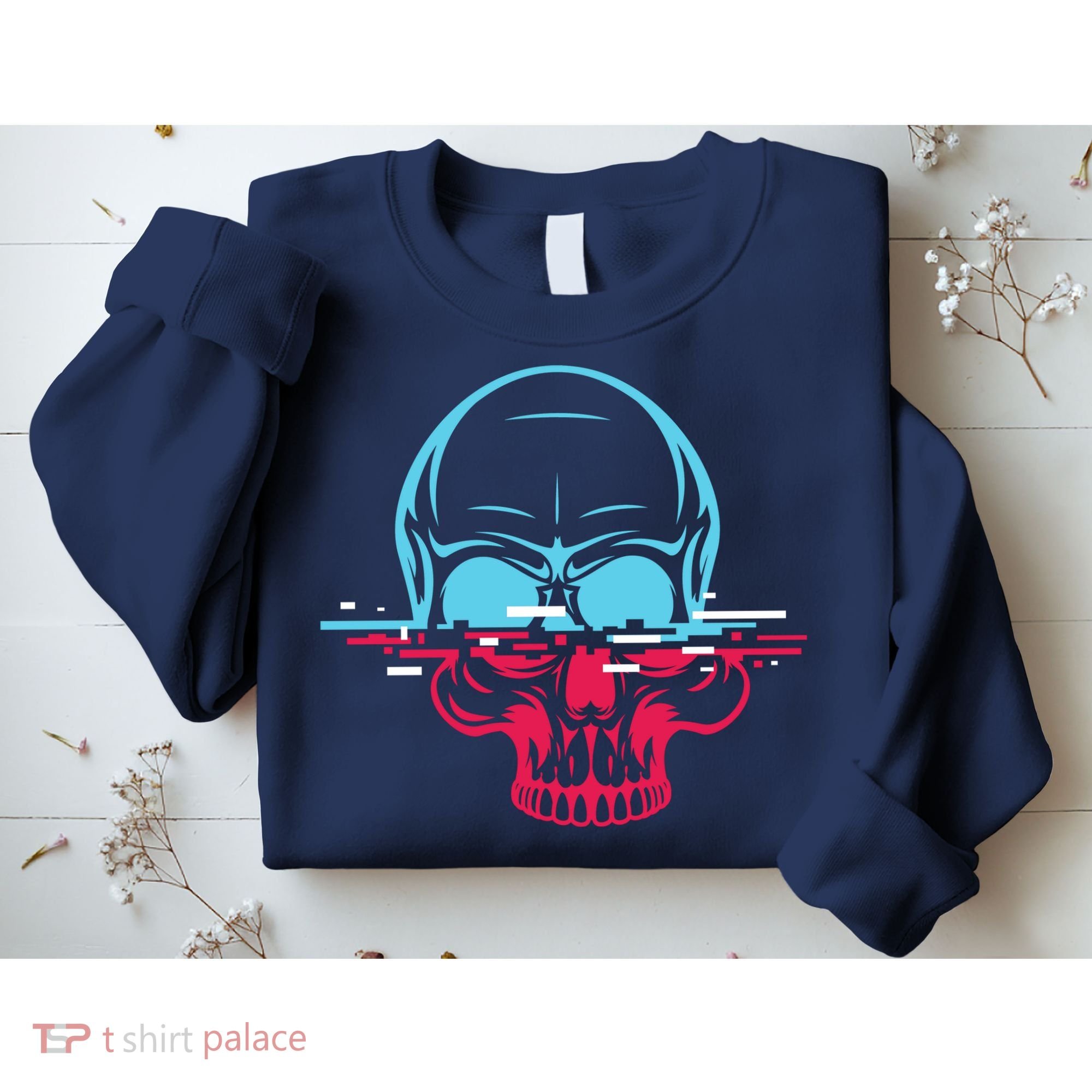 Two Tone Skull With Distortion Sweatshirt
