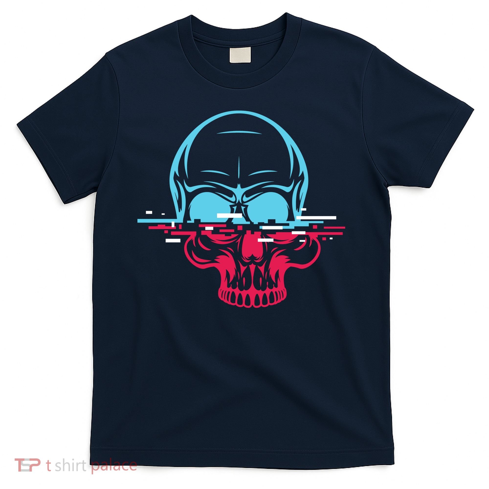 Two Tone Skull With Distortion T-Shirt