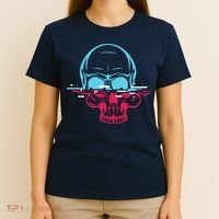 Two Tone Skull With Distortion T-Shirt thumb 4