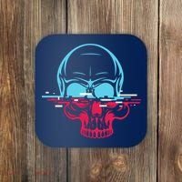 Two Tone Skull With Distortion Coaster thumb 0