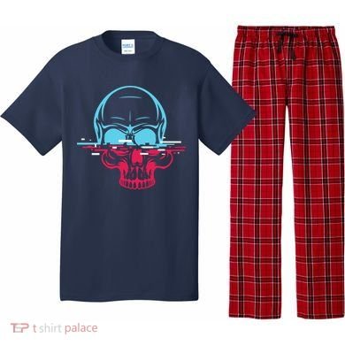 Two Tone Skull With Distortion Pajama Set