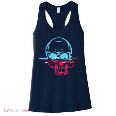 Two Tone Skull With Distortion Women's Tank Top