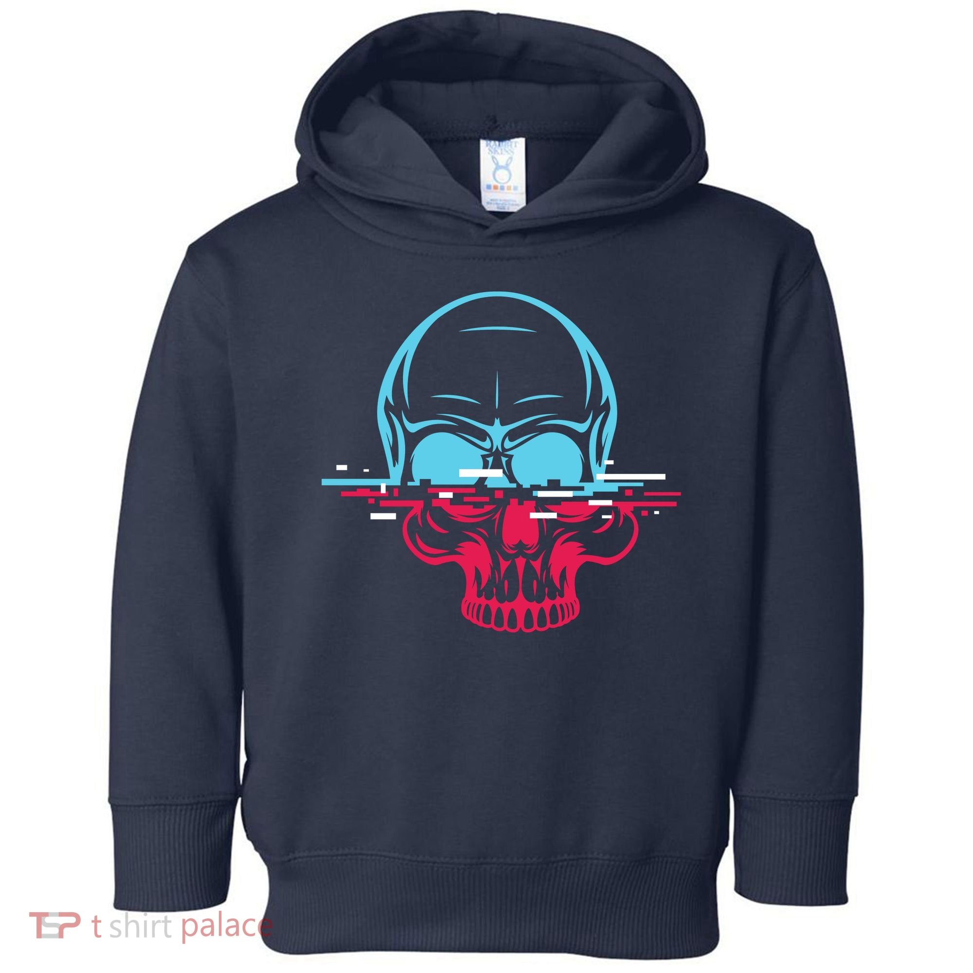 Two Tone Skull With Distortion Toddler Hoodie
