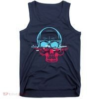 Two Tone Skull With Distortion Tank Top thumb 0