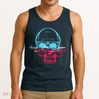 Two Tone Skull With Distortion Tank Top thumb 3