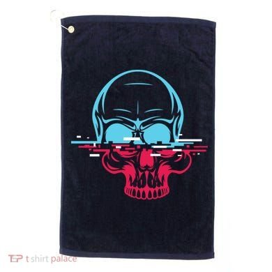 Two Tone Skull With Distortion Golf Towel
