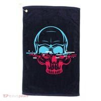 Two Tone Skull With Distortion Golf Towel thumb 0