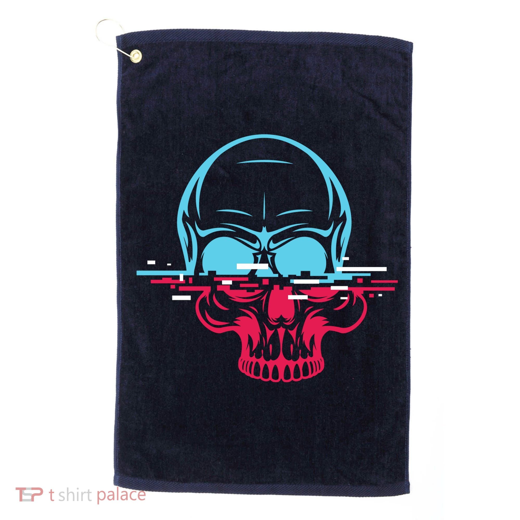 Two Tone Skull With Distortion Golf Towel