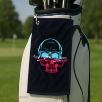 Two Tone Skull With Distortion Golf Towel thumb 2