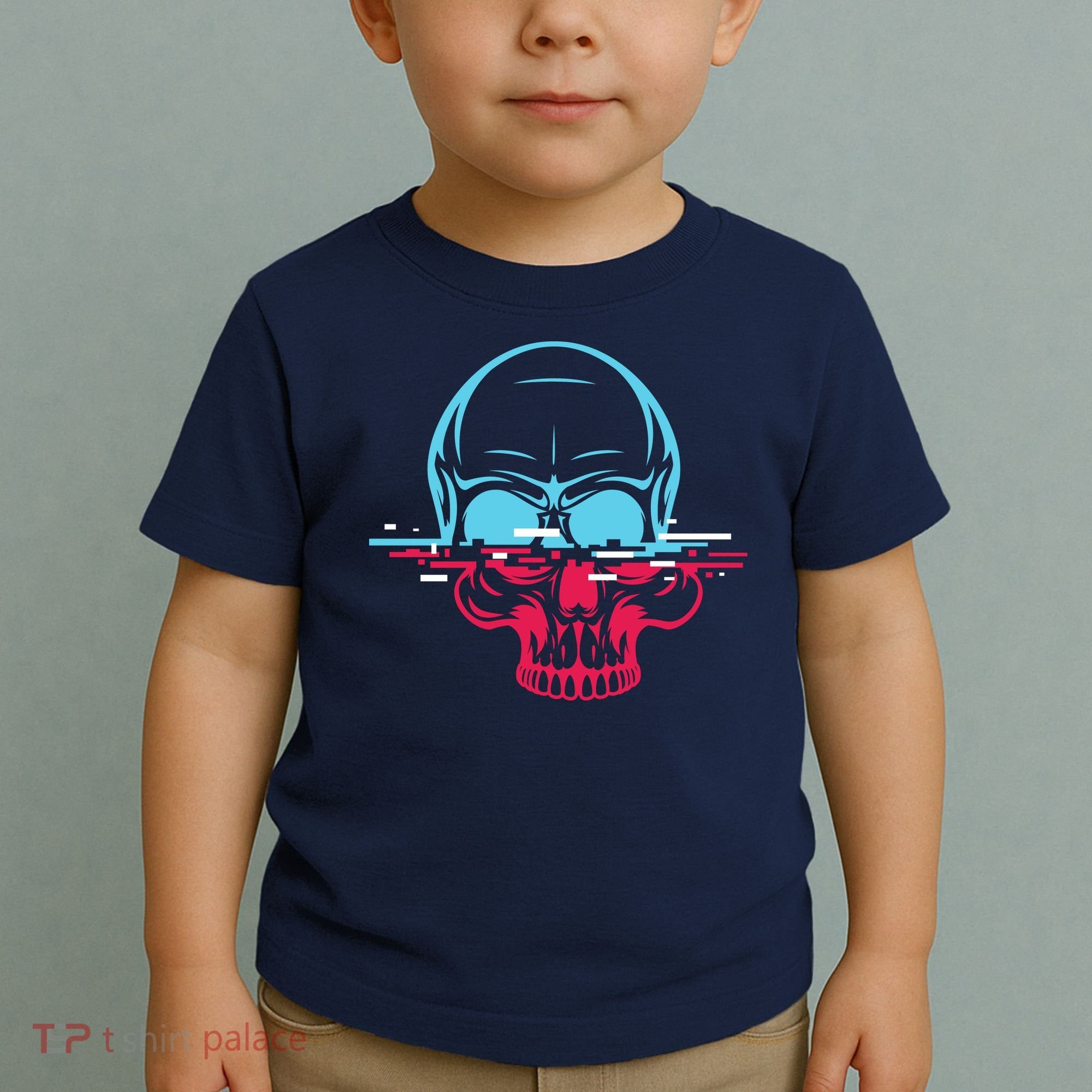 Two Tone Skull With Distortion Toddler T-Shirt