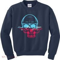 Two Tone Skull With Distortion Kids Sweatshirt thumb 0