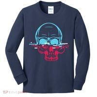 Two Tone Skull With Distortion Kids Long Sleeve Shirt thumb 0