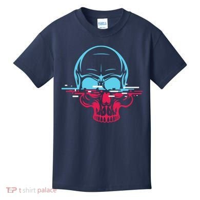 Two Tone Skull With Distortion Kids T-Shirt
