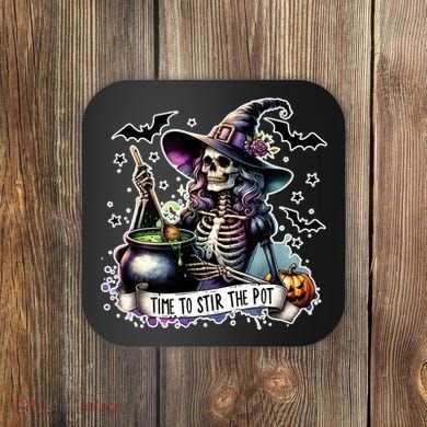 Time To Stir The Pot Witch Halloween Coaster