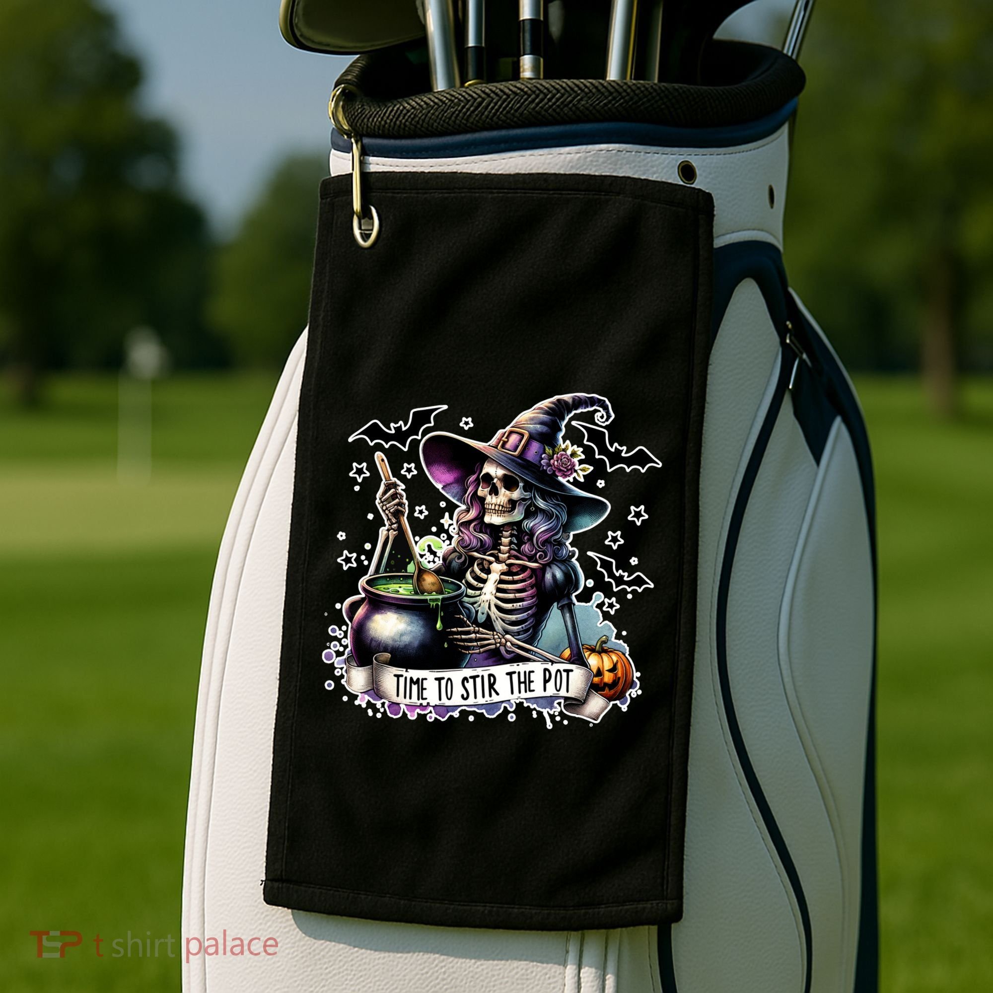 Time To Stir The Pot Witch Halloween Golf Towel