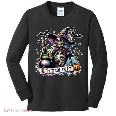 Time To Stir The Pot Witch Halloween Kids Long Sleeve Shirt