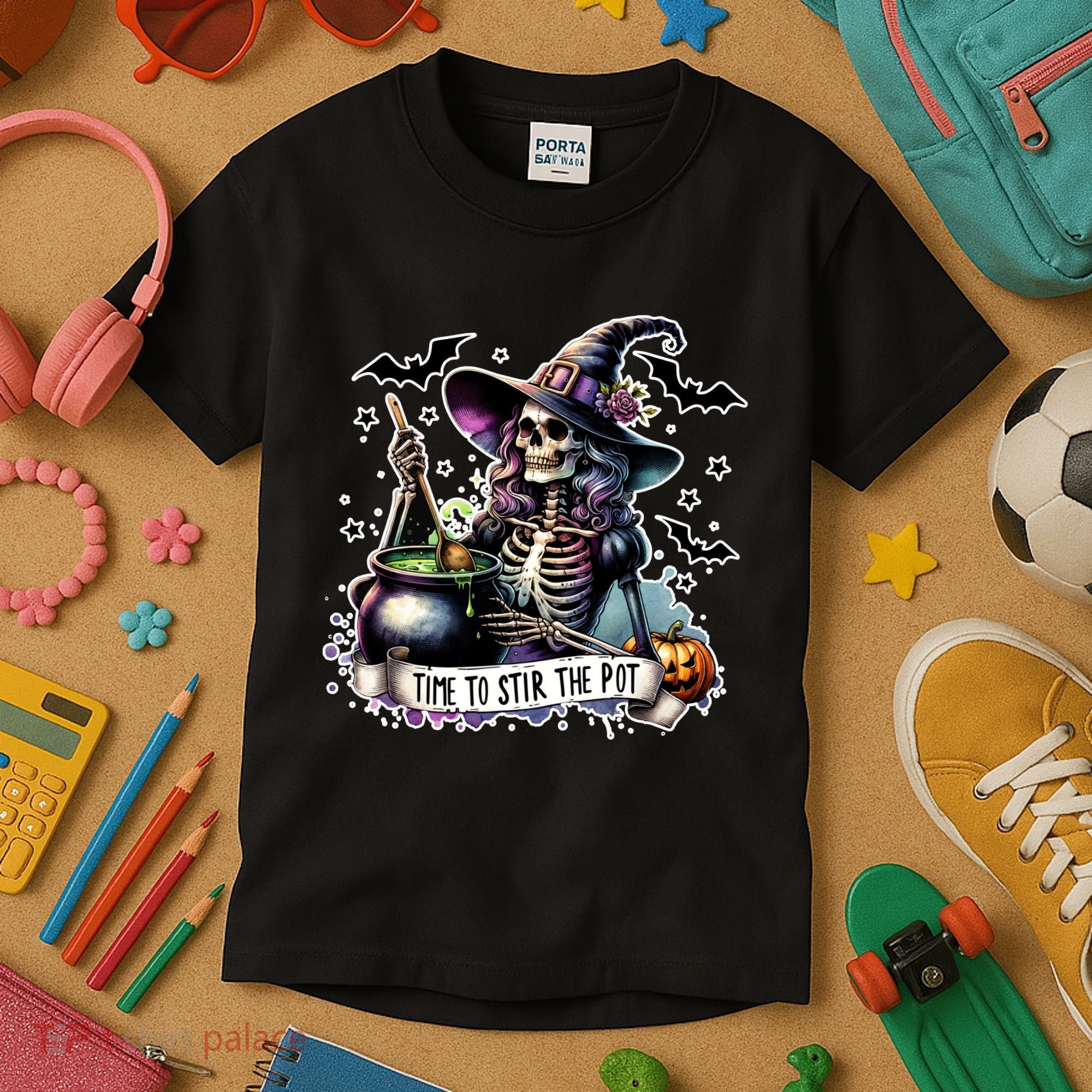 Time To Stir The Pot Witch Halloween Kids T-Shirt