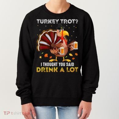Turkey Trot Squad Running Drinking Matching Thanksgiving Women's Sweatshirt