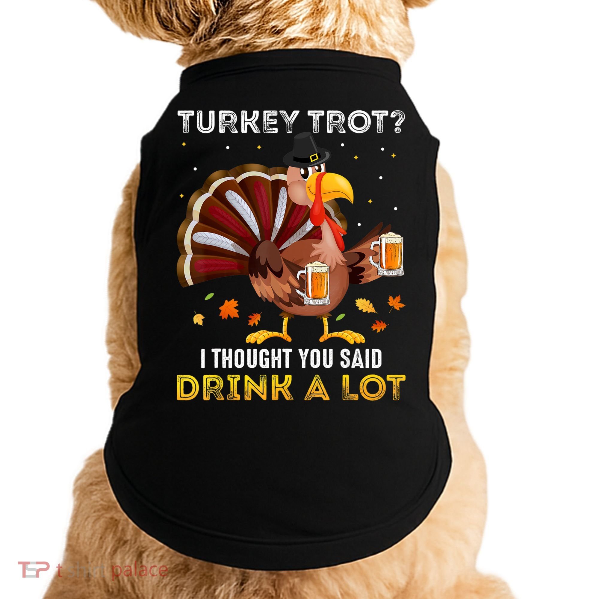 Turkey Trot Squad Running Drinking Matching Thanksgiving Doggie Tank