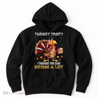 Turkey Trot Squad Running Drinking Matching Thanksgiving Hoodie