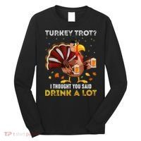 Turkey Trot Squad Running Drinking Matching Thanksgiving Long Sleeve Shirt thumb 0