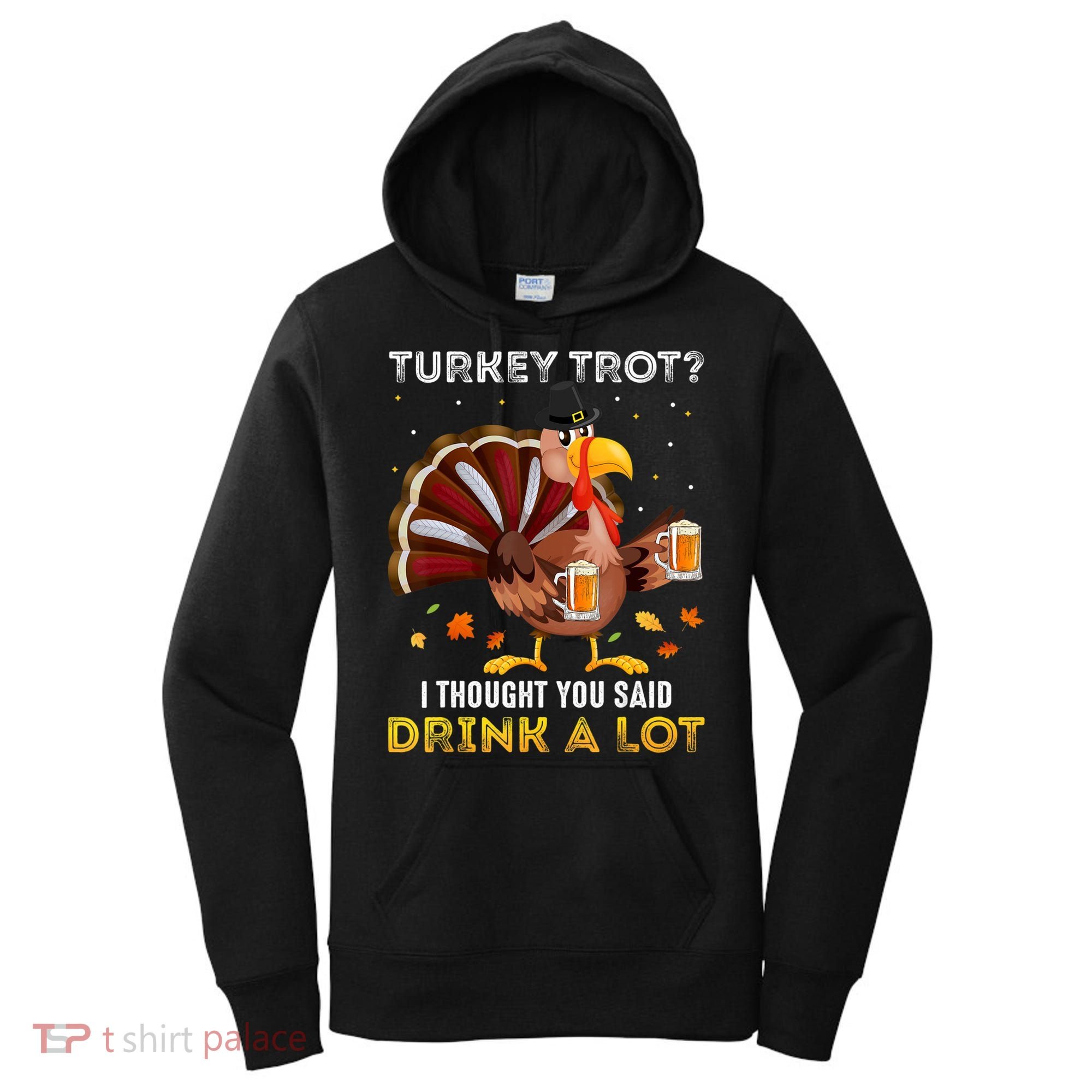 Turkey Trot Squad Running Drinking Matching Thanksgiving Women's Hoodie