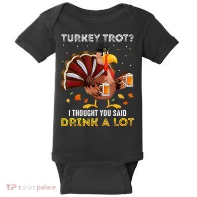 Turkey Trot Squad Running Drinking Matching Thanksgiving Baby Bodysuit