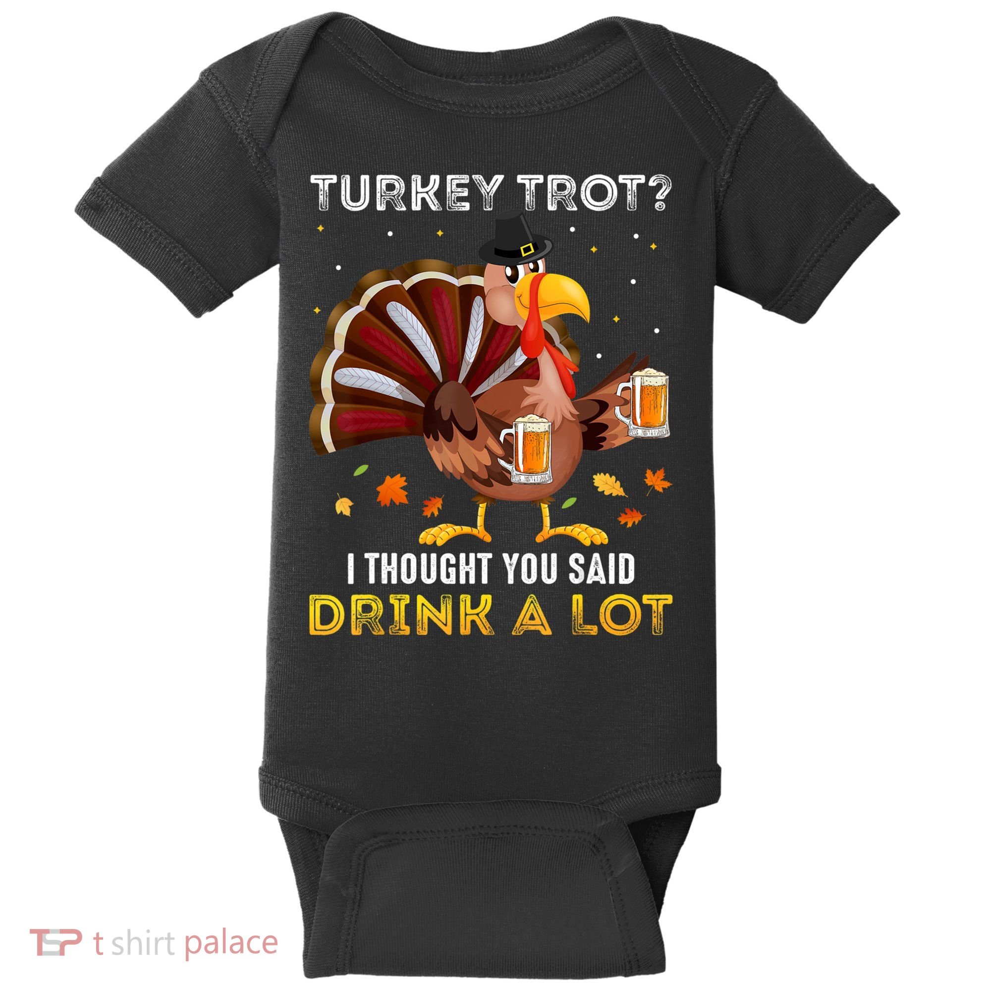 Turkey Trot Squad Running Drinking Matching Thanksgiving Baby Bodysuit