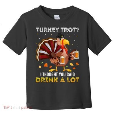 Turkey Trot Squad Running Drinking Matching Thanksgiving Toddler T-Shirt