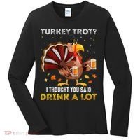 Turkey Trot Squad Running Drinking Matching Thanksgiving Women's Long Sleeve Shirt thumb 0