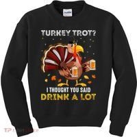 Turkey Trot Squad Running Drinking Matching Thanksgiving Kids Sweatshirt thumb 0