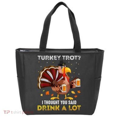 Turkey Trot Squad Running Drinking Matching Thanksgiving Tote Bag