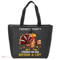 Turkey Trot Squad Running Drinking Matching Thanksgiving Tote Bag thumb 0