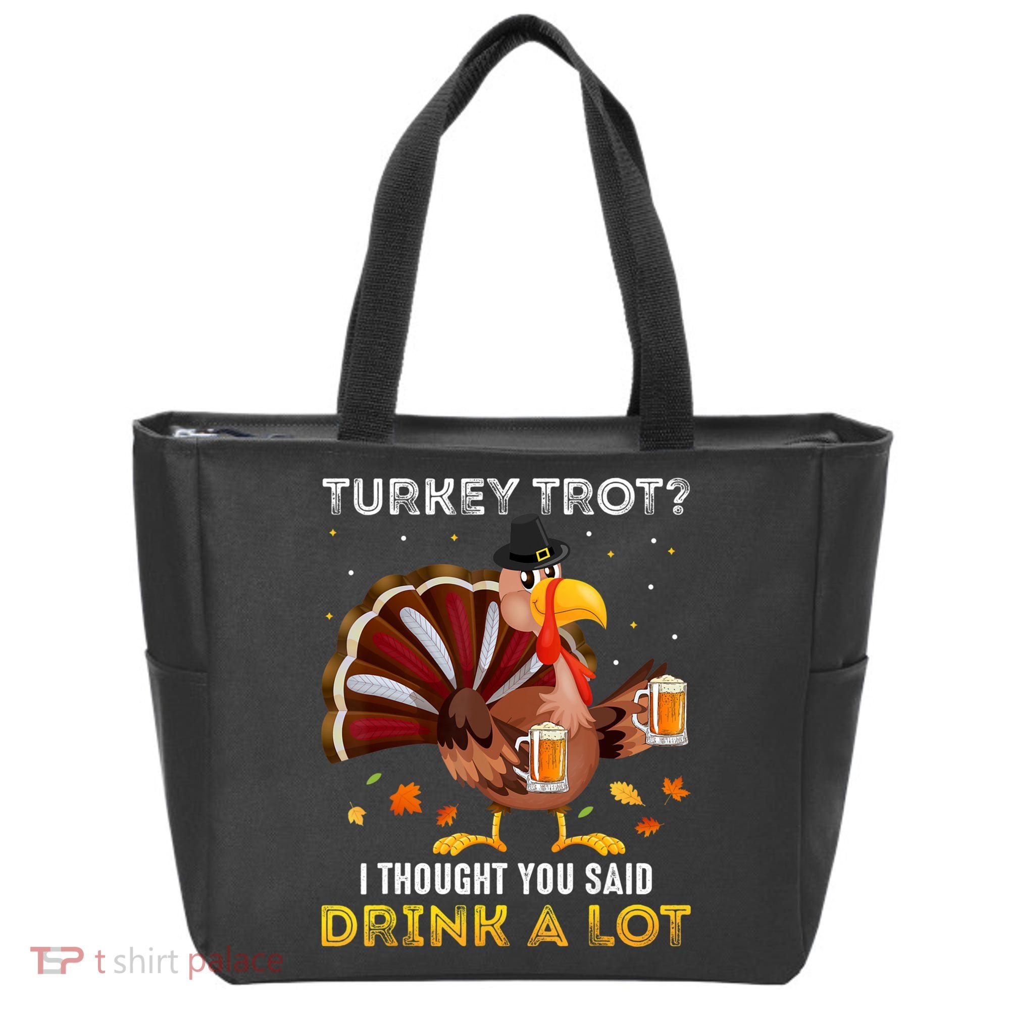 Turkey Trot Squad Running Drinking Matching Thanksgiving Tote Bag