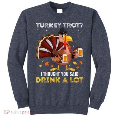 Turkey Trot Squad Running Drinking Matching Thanksgiving Sweatshirt