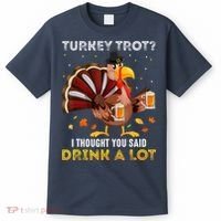 Turkey Trot Squad Running Drinking Matching Thanksgiving T-Shirt thumb 0