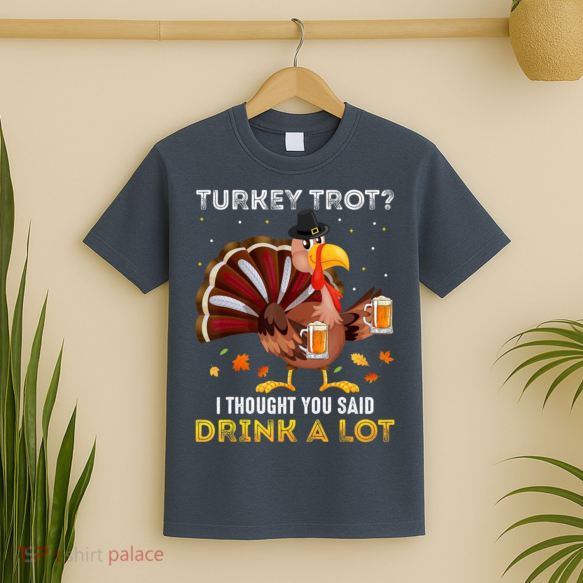 Turkey Trot Squad Running Drinking Matching Thanksgiving T-Shirt