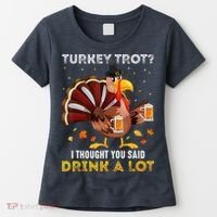Turkey Trot Squad Running Drinking Matching Thanksgiving Women's T-Shirt thumb 0