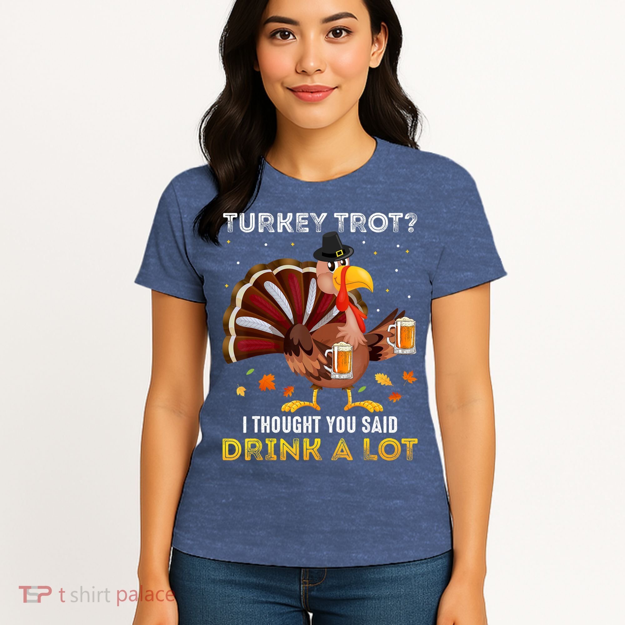 Turkey Trot Squad Running Drinking Matching Thanksgiving Women's T-Shirt