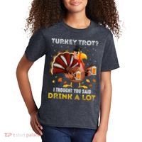 Turkey Trot Squad Running Drinking Matching Thanksgiving Kids T-Shirt thumb 2