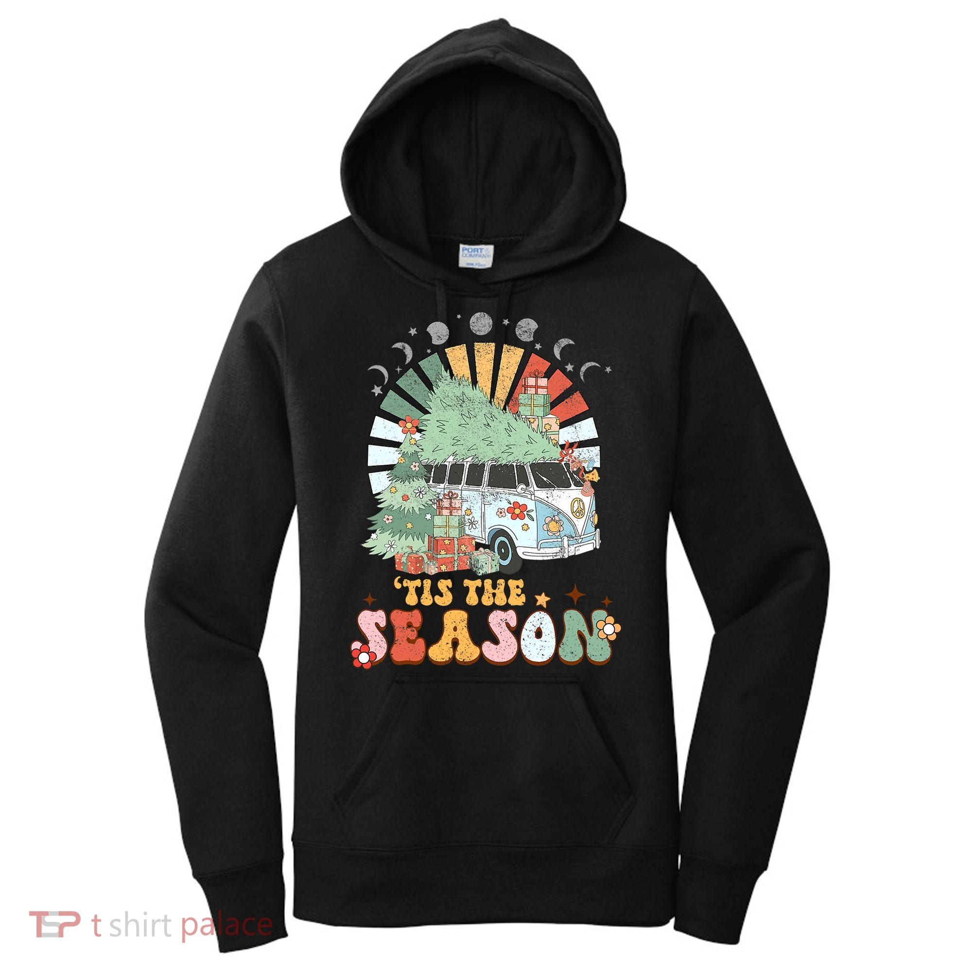 Tis' The Season Merry Camper Christmas Tree RV Camping Xmas Women's Hoodie