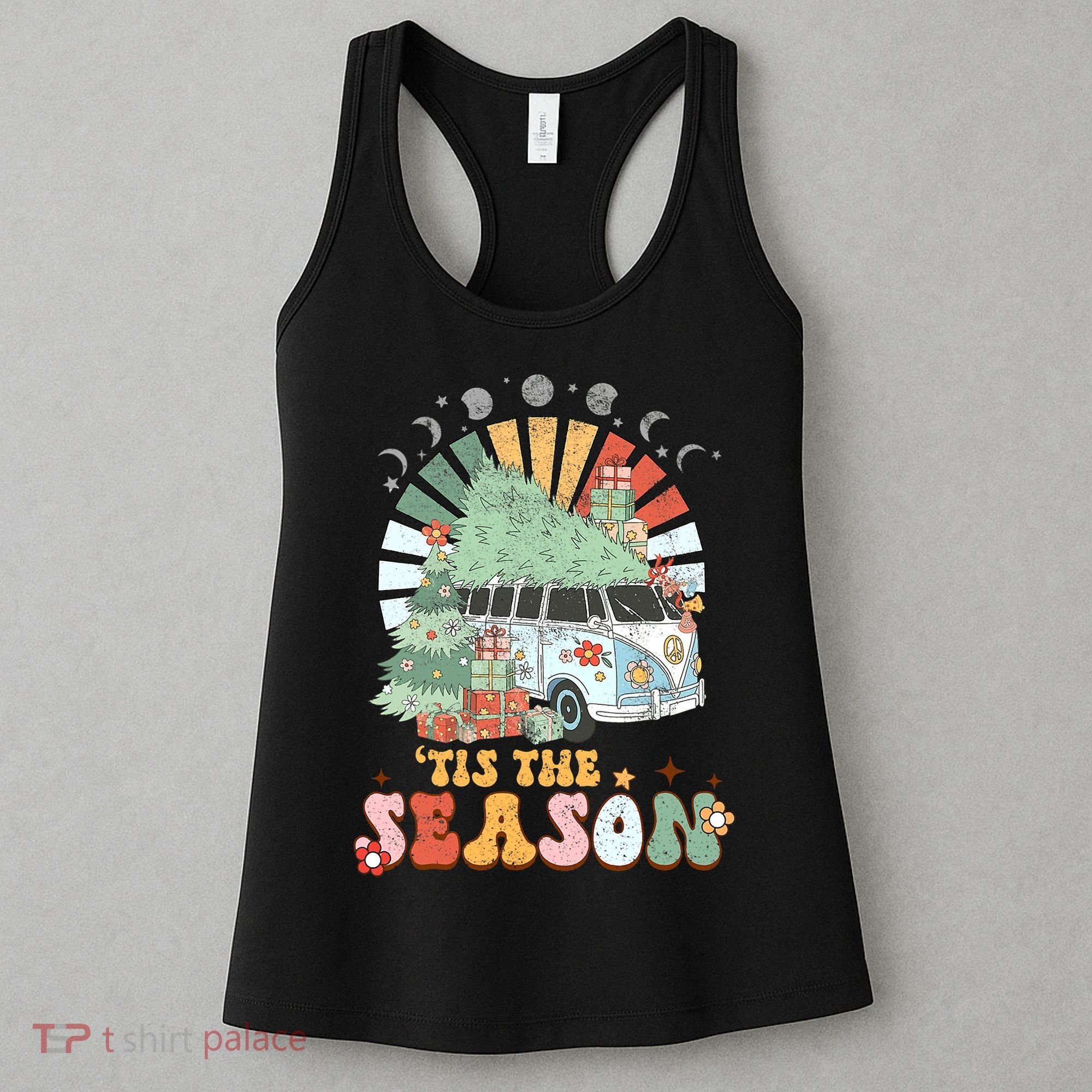 Tis' The Season Merry Camper Christmas Tree RV Camping Xmas Women's Tank Top