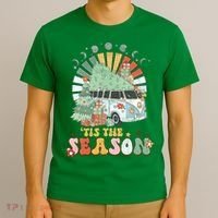 Tis' The Season Merry Camper Christmas Tree RV Camping Xmas T-Shirt thumb 3