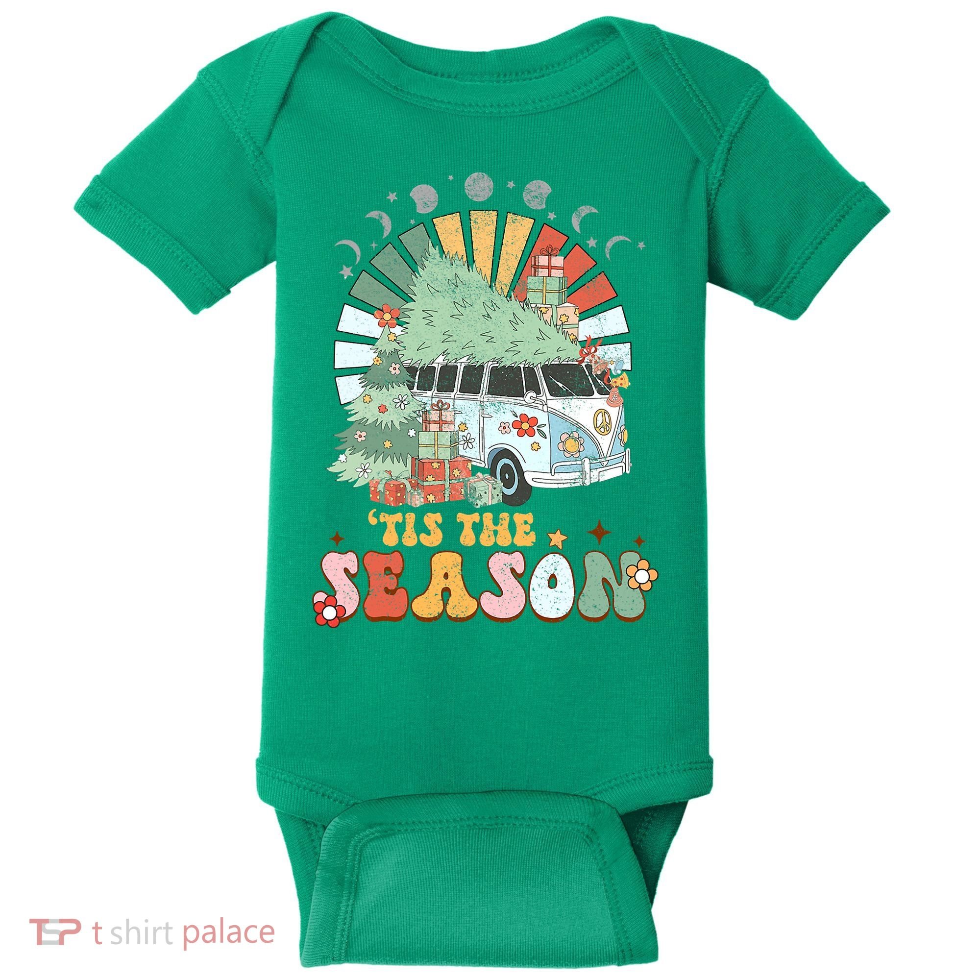 Tis' The Season Merry Camper Christmas Tree RV Camping Xmas Baby Bodysuit