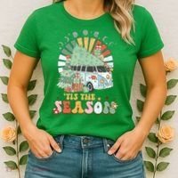 Tis' The Season Merry Camper Christmas Tree RV Camping Xmas Women's T-Shirt thumb 2