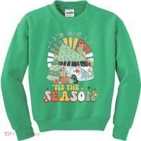Tis' The Season Merry Camper Christmas Tree RV Camping Xmas Kids Sweatshirt thumb 0