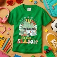 Tis' The Season Merry Camper Christmas Tree RV Camping Xmas Kids T-Shirt thumb 3