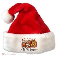Tis The Season Pumpkin Spice Latte Halloween Football Coffee Santa Hat thumb 0