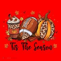 Tis The Season Pumpkin Spice Latte Halloween Football Coffee Santa Hat thumb 1