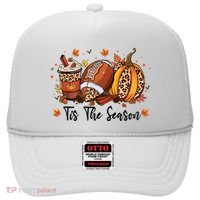 Tis The Season Pumpkin Spice Latte Halloween Football Coffee Hat thumb 0